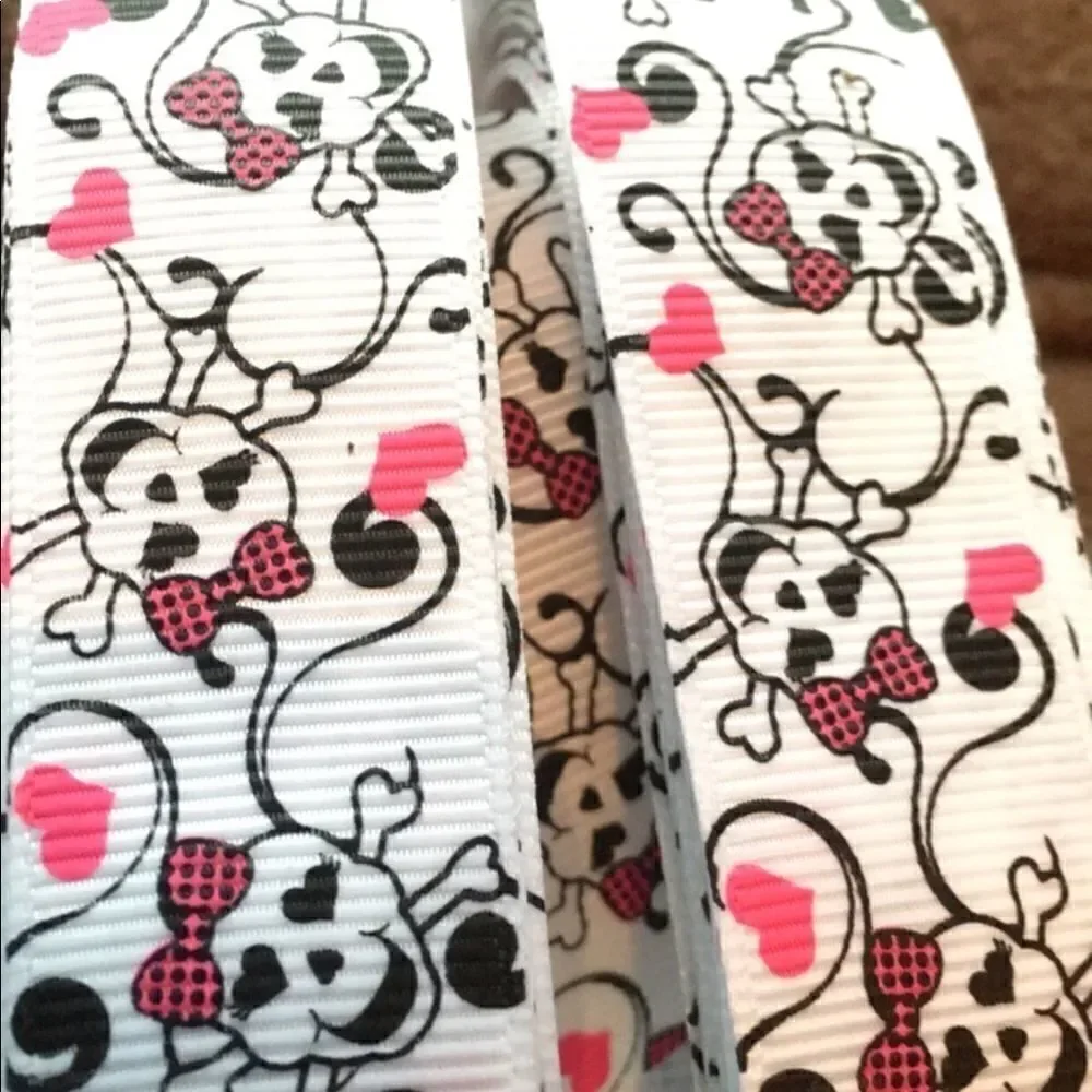 5/$24 grosgrain Ribbon 7/8” NEW 5 yards skulls